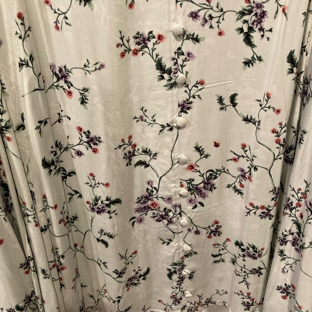 Floral Print Torrid NWT Light Gray Button Front Women's Midi Dress 2X - Picture 3 of 6